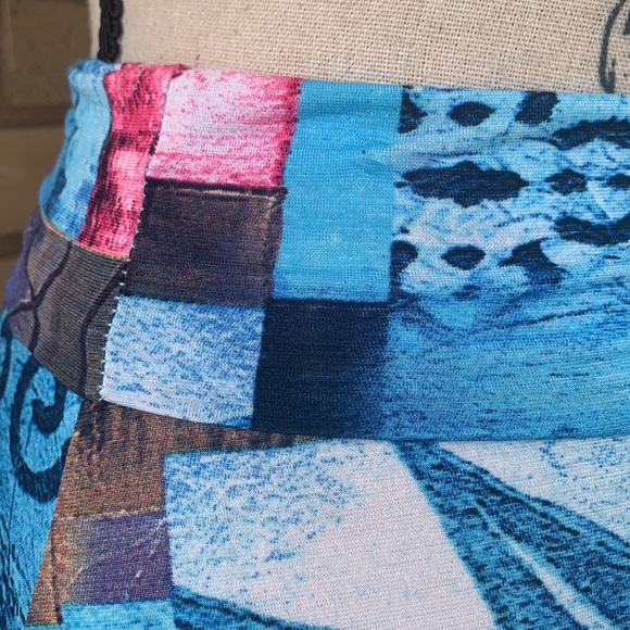 ❌DONATED❌Blue Magenta Color Block Pattern Stretch Waist Maxi Skirt - Picture 6 of 13